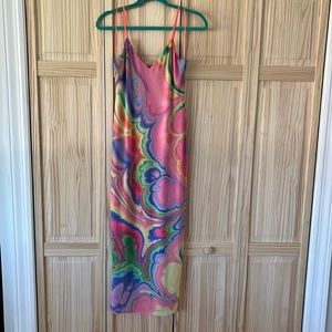 Amina Mesh Slip Dress Abstract Marble Multi